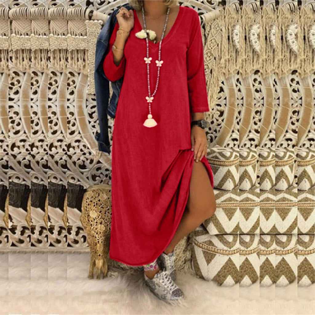 V-neck long sleeve dress - FIFI LONDON