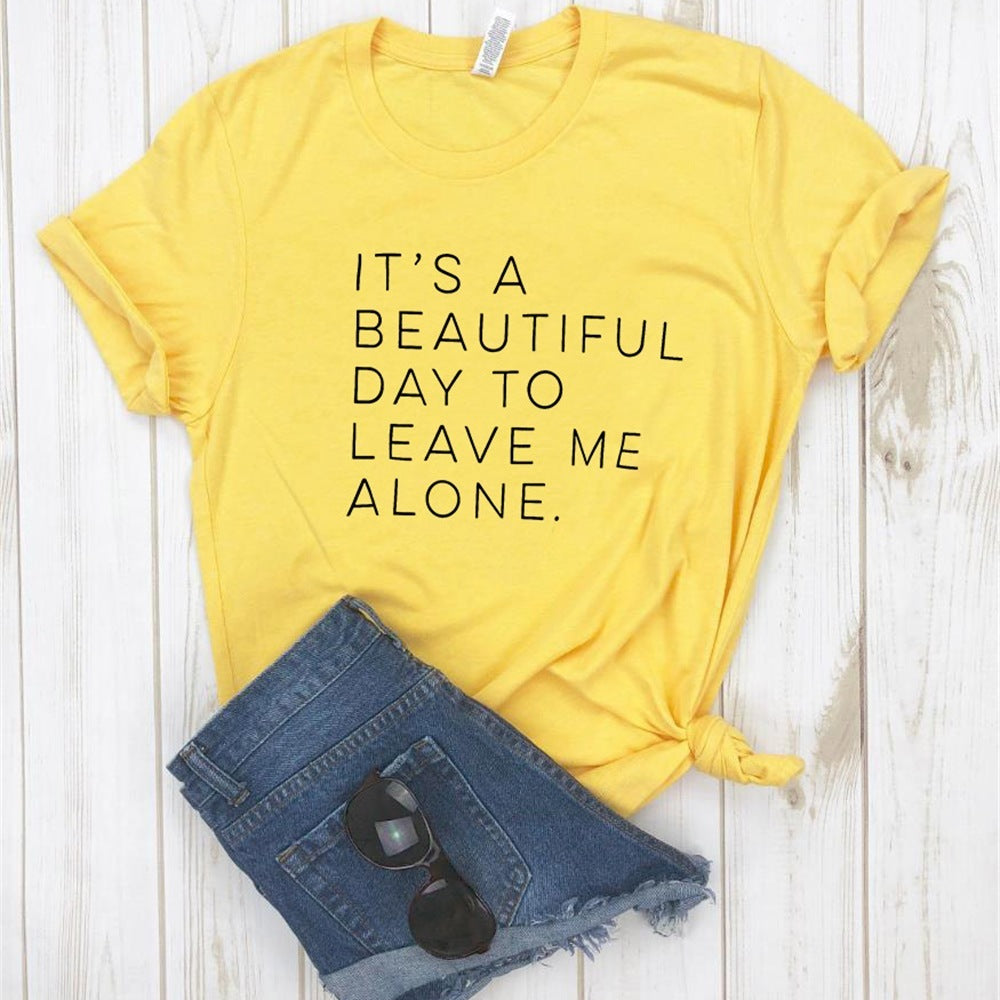 Soft cotton tee for introverts
Minimalist text shirt
Women’s casual everyday top