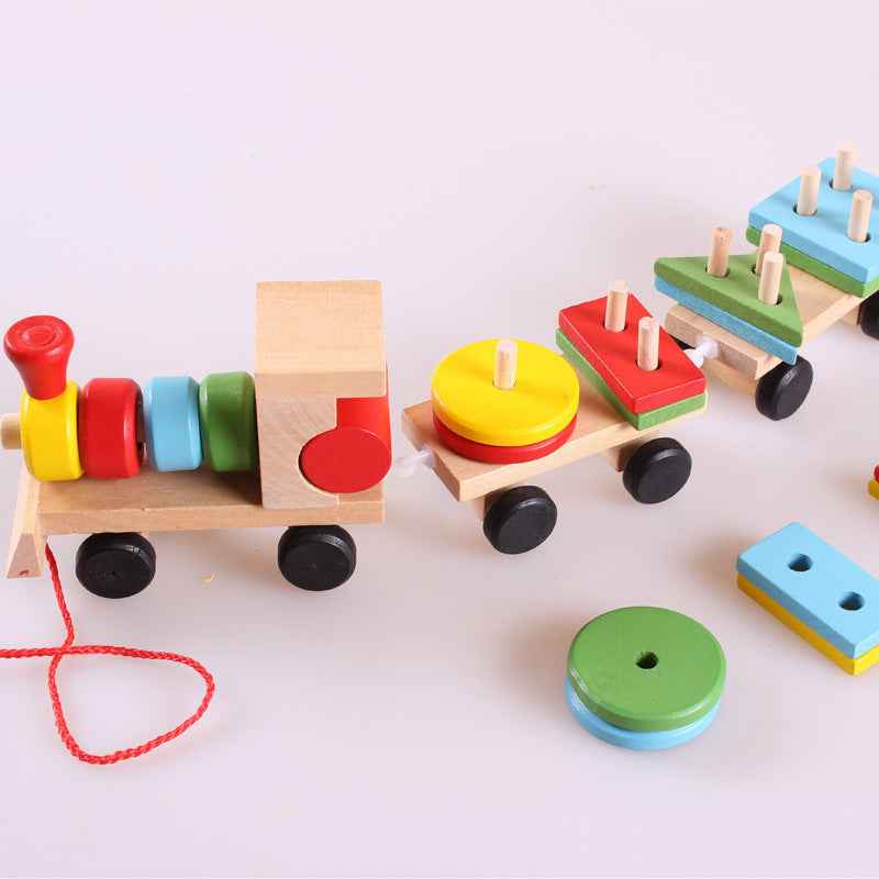 wooden train toy
three-section tractor toy
educational puzzle toy
toddler learning toy
kids wooden puzzle
pull-along wooden train
early development toys
Montessori train toy