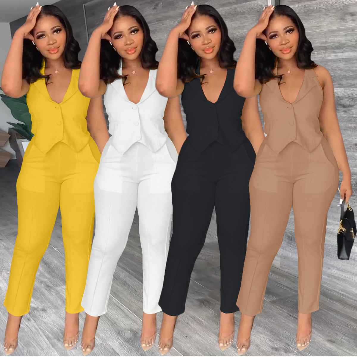 Women's Clothing Spring And Summer Leisure Suit Vest Pants Two-piece - FIFI LONDON
