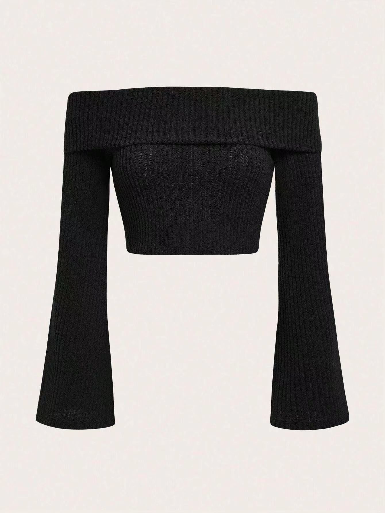 Printed Sexy Lace Thick Long Sleeved T-shirt Knitted Sweater - FIFI LONDON
