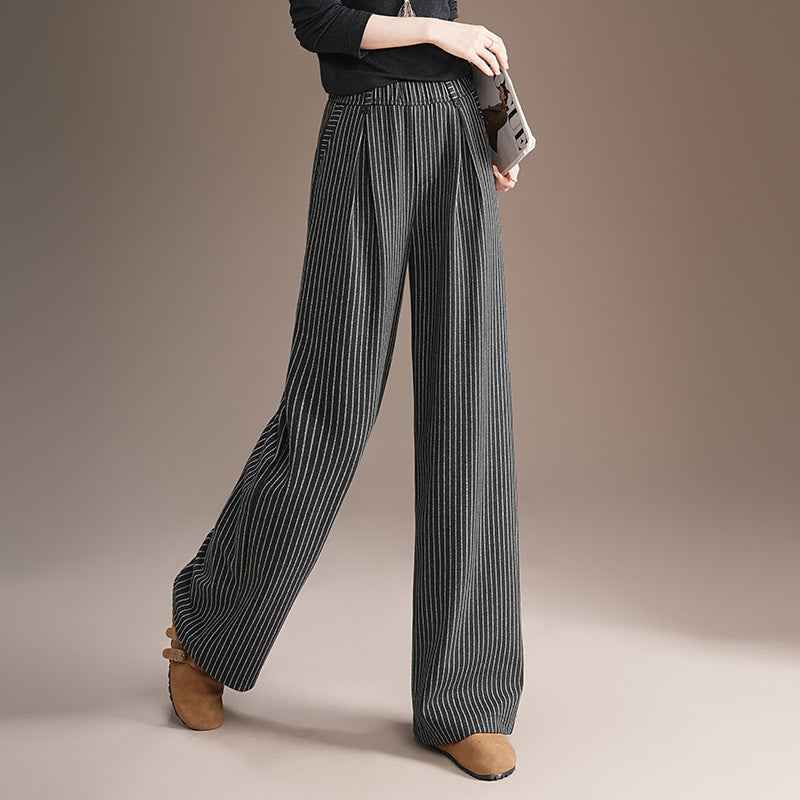 Women’s Loose Fashion Slimming Draping Straight Pants shown front-on on model — Fifi London Spring collection