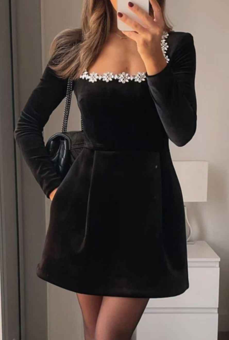 Elegant floral rhinestone dress
