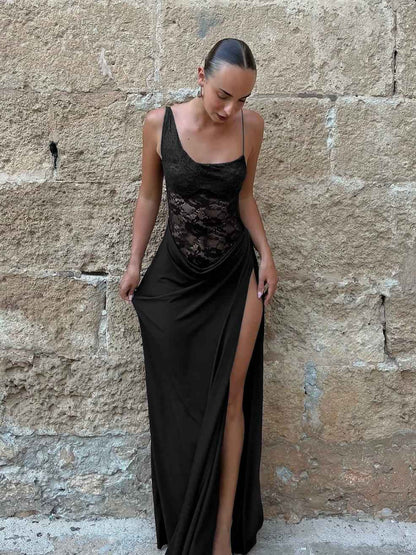 Sheer Lace Elegant Maxi Dress Women Sleeveless Backless Chic Evening Dress Off Shoulder Fashion Midi Dresses Slim Summer Dresses