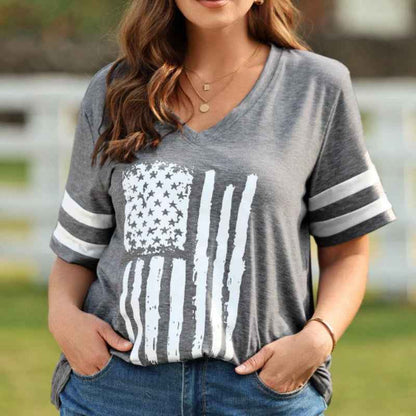 Printed V-neck summer shirt