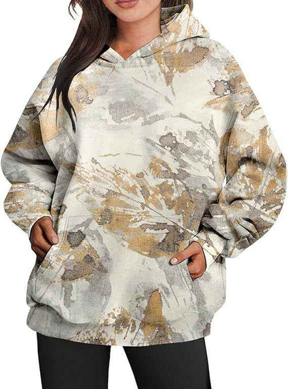 Women’s Oversized Hoodie Sweatshirt shown front-on on model — Fifi London Autumn collection
