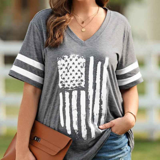 Printed V-neck summer shirt
