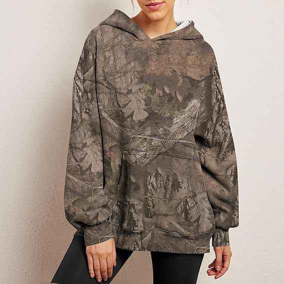Women’s Oversized Hoodie Sweatshirt shown front-on on model — Fifi London Autumn collection