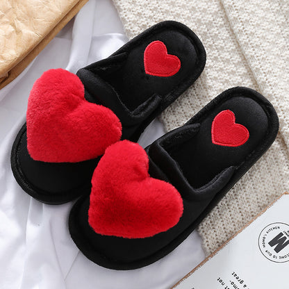 Cute Love Slipper Winter Warm Fluffy Shoes Home Slippers