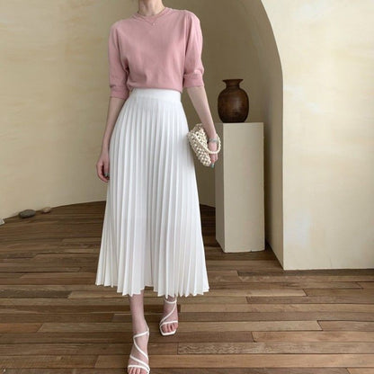 High waist pleated skirt
