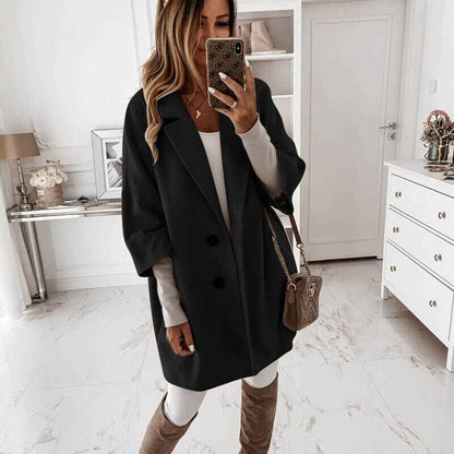 Women’s Puffer Jacket Short Winter Coat shown front-on on model — Fifi London Winter collection