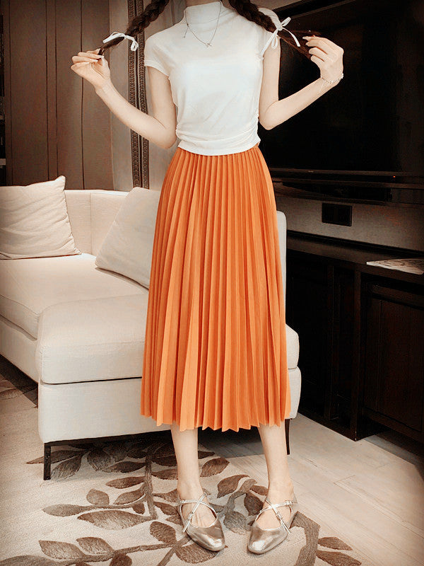 High waist pleated skirt
