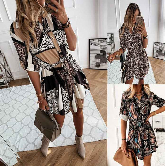 Women’s Floral Print Summer Dress shown front-on on model — Fifi London Summer collection