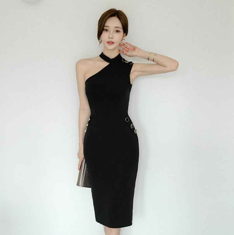 Dresses, Ladies' Body-fitting, Hanging Neck, Waist Bag, Hip Temperament, Thin One-step Skirt