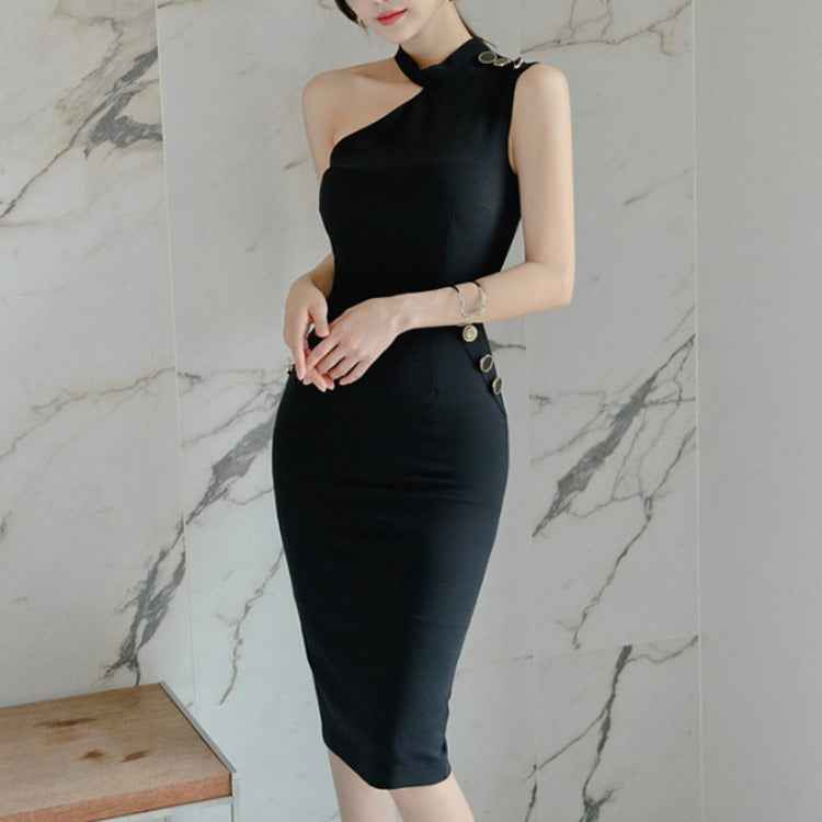 Dresses, Ladies' Body-fitting, Hanging Neck, Waist Bag, Hip Temperament, Thin One-step Skirt