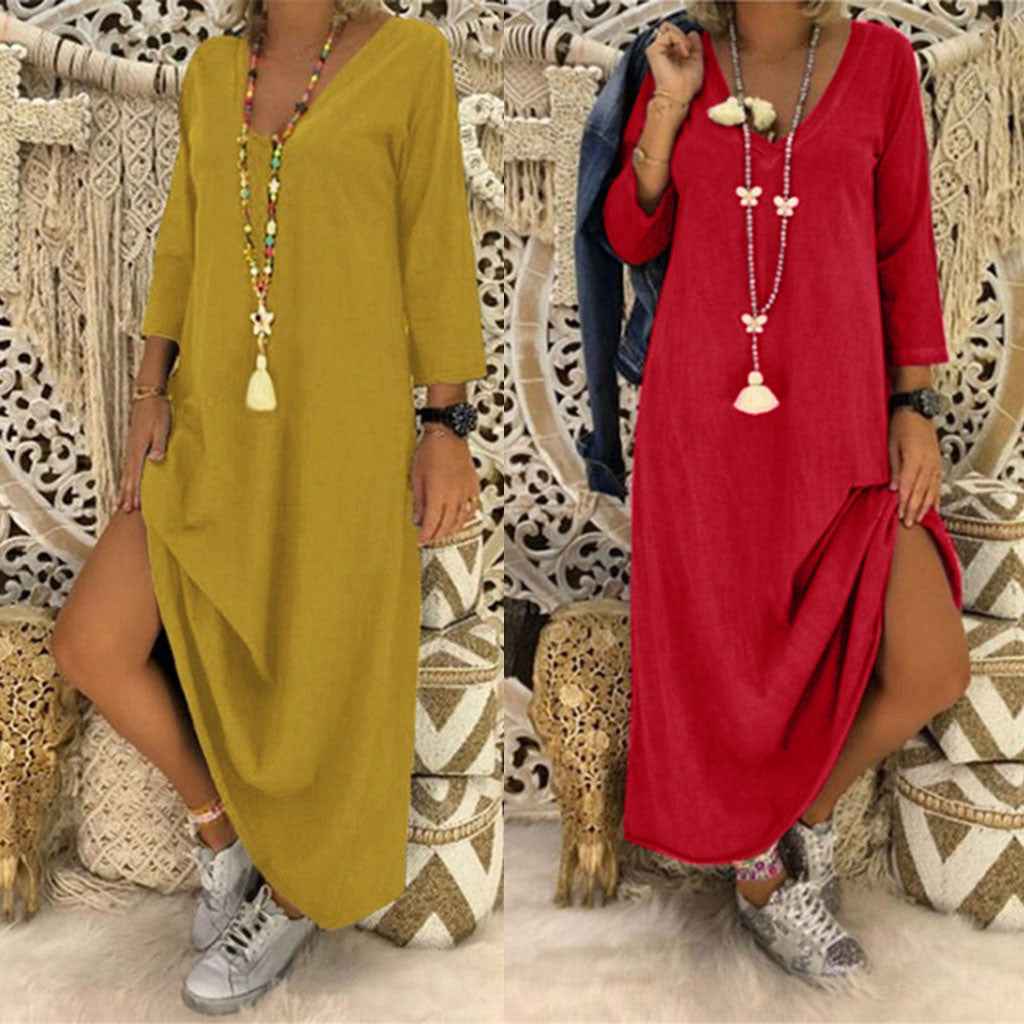V-neck long sleeve dress