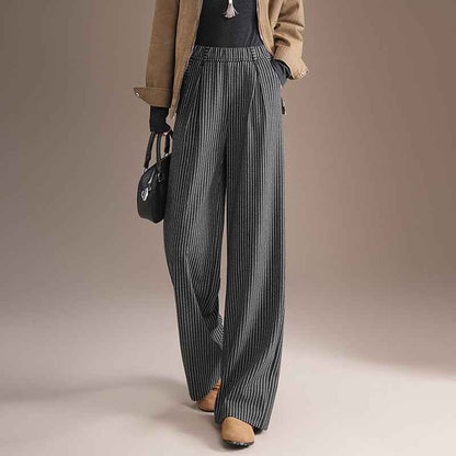 Women’s Loose Fashion Slimming Draping Straight Pants shown front-on on model — Fifi London Spring collection