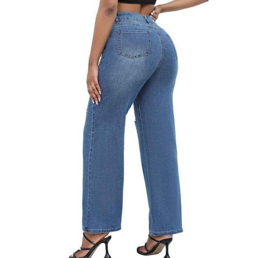 Ripped wide-leg jeans