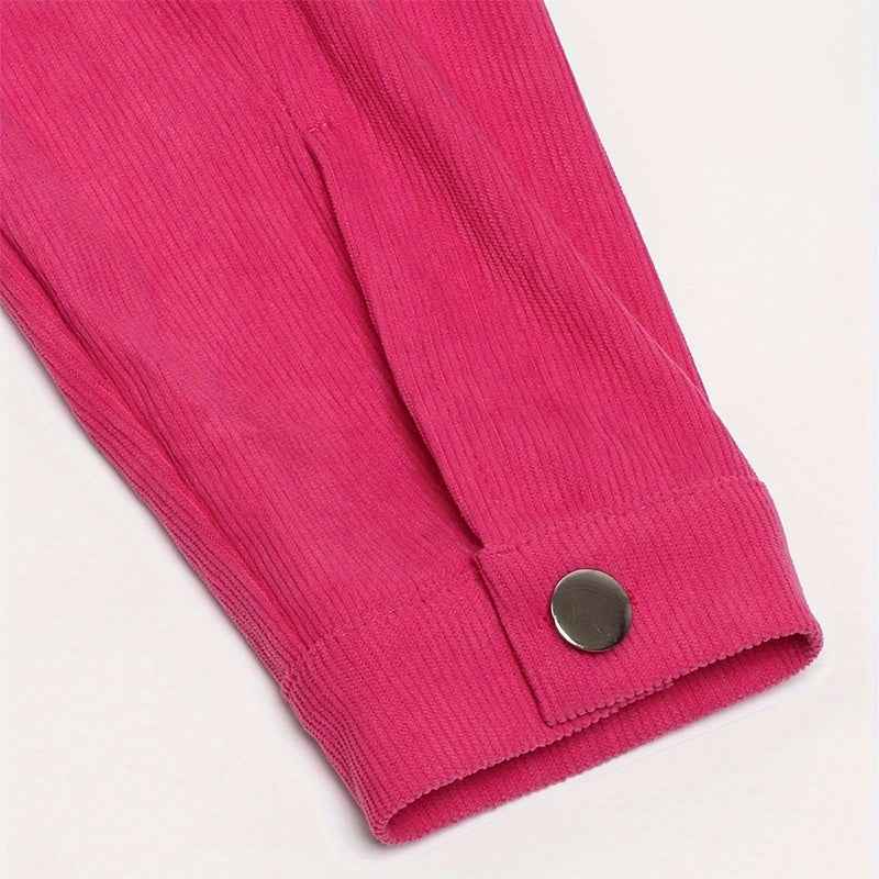Women's Corduroy Long Sleeve Jacket - Casual Button-Up Coat With Flap Pockets, Fall & Spring Fashion Outerwear