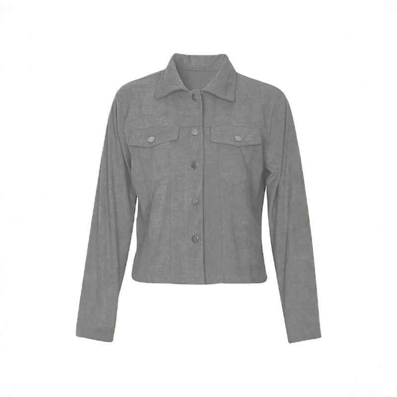 Casual long-sleeve corduroy coat 