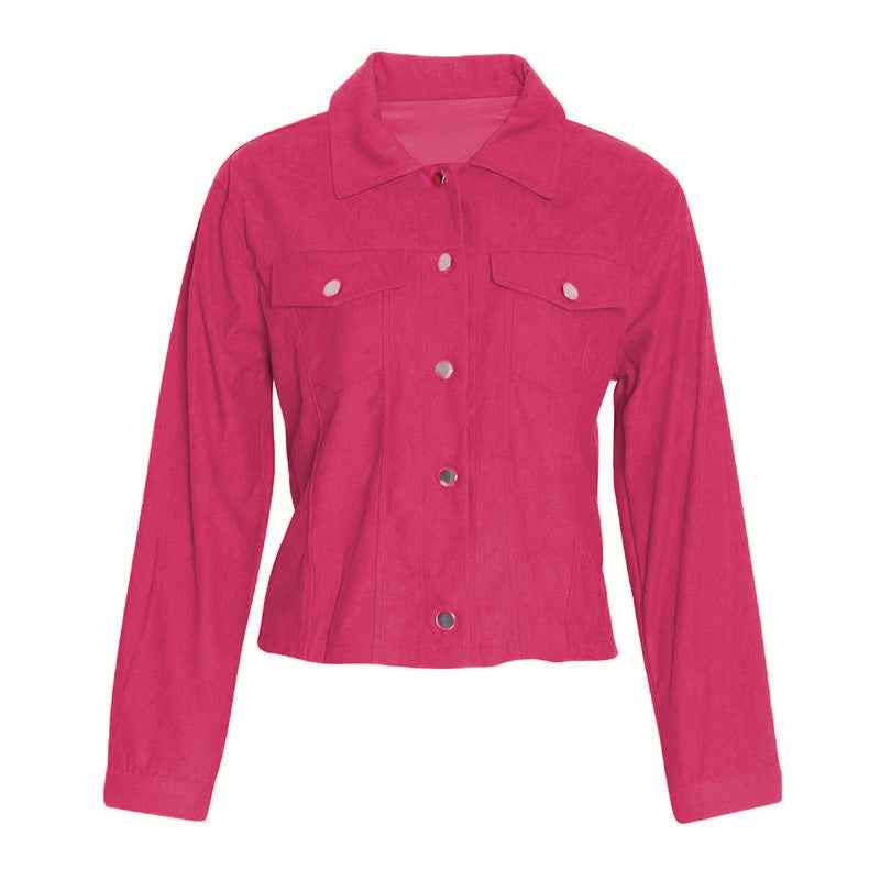 Casual long-sleeve corduroy coat 
