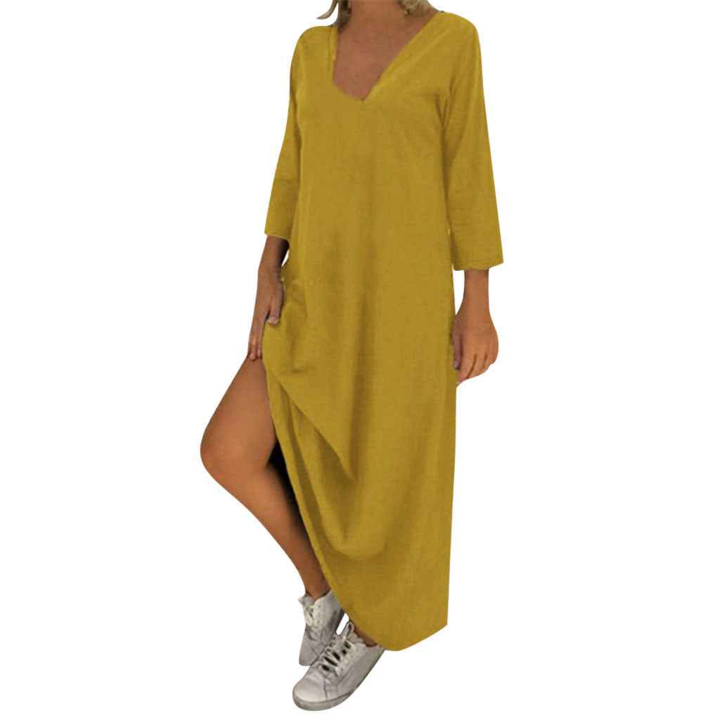 V-neck long sleeve dress