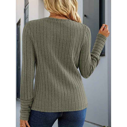Women’s Long Sleeve Knit Cardigan shown front-on on model — Fifi London Autumn collection