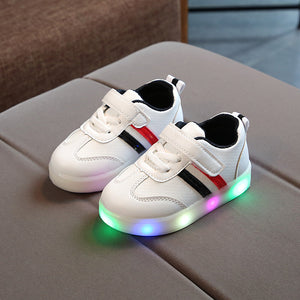 Kimmy White LED Sneakers Shoes - FIFI LONDON