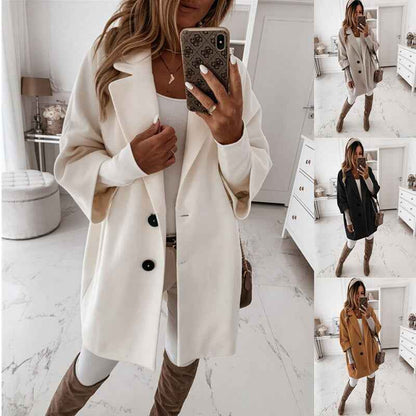 Women’s Puffer Jacket Short Winter Coat shown front-on on model — Fifi London Winter collection
