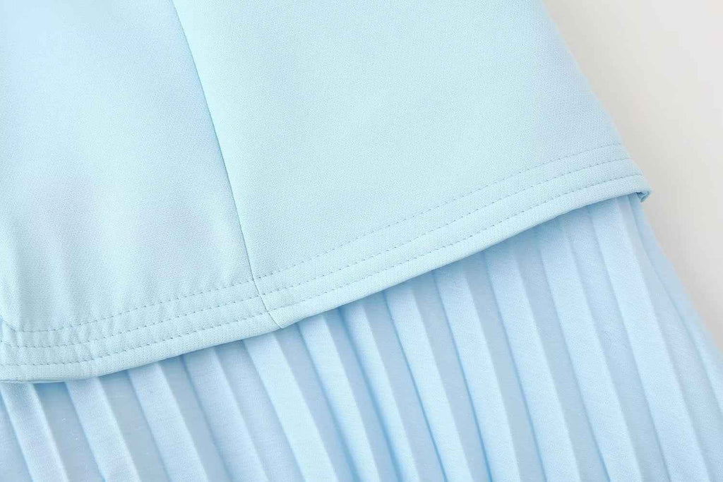 Sweet Girlish Tube Top Suspender Skirt Hollow Design Sexy Pleated Skirt