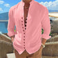 Retro Button Design Long-sleeved Shirt Men&
