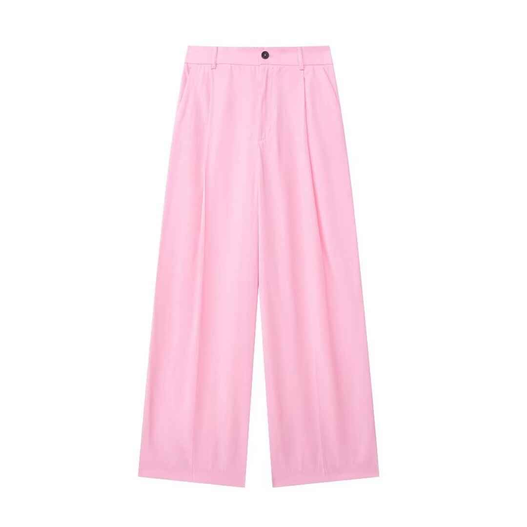 Women’s Casual Draped Pants shown front-on on model — Fifi London Summer collection
