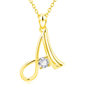 Fashion Gold Initial Letter Rhinestone Necklace - FIFI LONDON