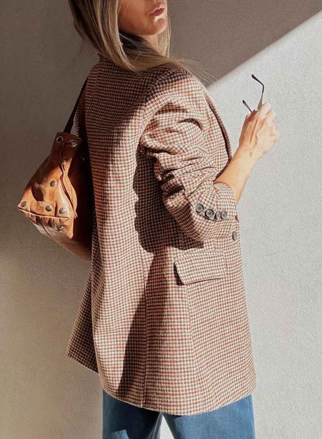 Women’s Classic Wool Coat shown front-on on model — Fifi London Winter collection