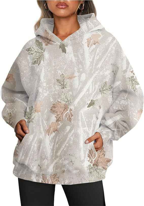 Women’s Oversized Hoodie Sweatshirt shown front-on on model — Fifi London Autumn collection