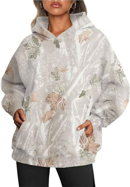 Women’s Oversized Hoodie Sweatshirt shown front-on on model — Fifi London Autumn collection