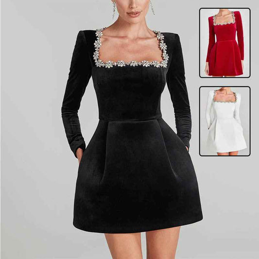 Elegant floral rhinestone dress