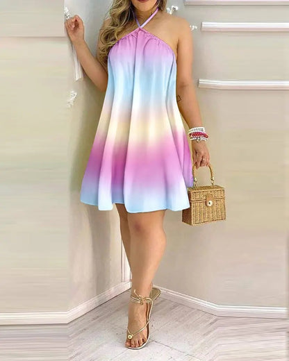 Printed Off-Shoulder Dress shown front-on on model — Fifi London Summer collection