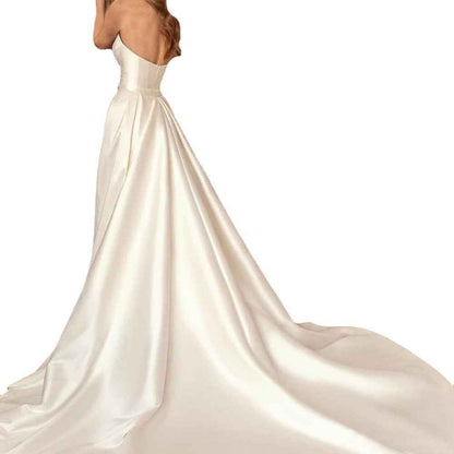 Satin Sheath Sexy Backless High Waist Slimming Trailing Two-Way Detachable shown front-on on model — Fifi London Autumn collection