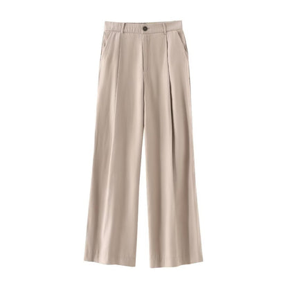 Women’s Casual Draped Pants shown front-on on model — Fifi London Summer collection