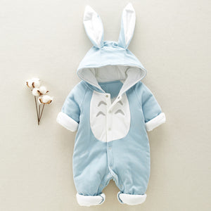 The new cotton padded cotton baby romper thickened chinchilla hooded cotton baby Onesies newborn go climbing clothes - FIFI LONDON