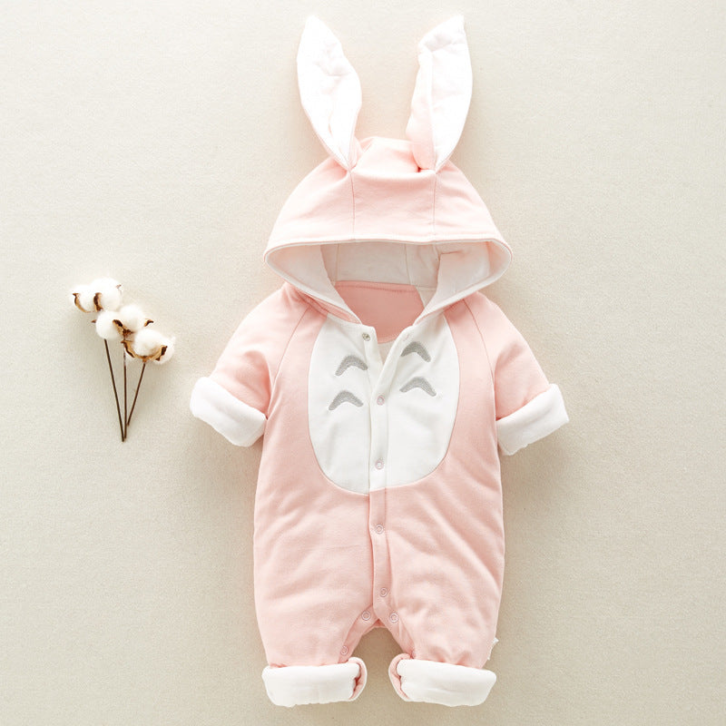 The new cotton padded cotton baby romper thickened chinchilla hooded cotton baby Onesies newborn go climbing clothes - FIFI LONDON