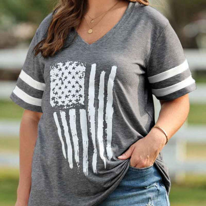 Printed V-neck summer shirt
