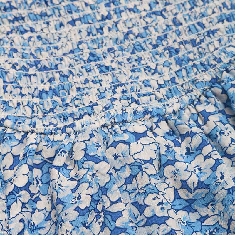 Floral smocked short skirt
