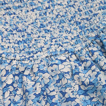 Floral smocked short skirt