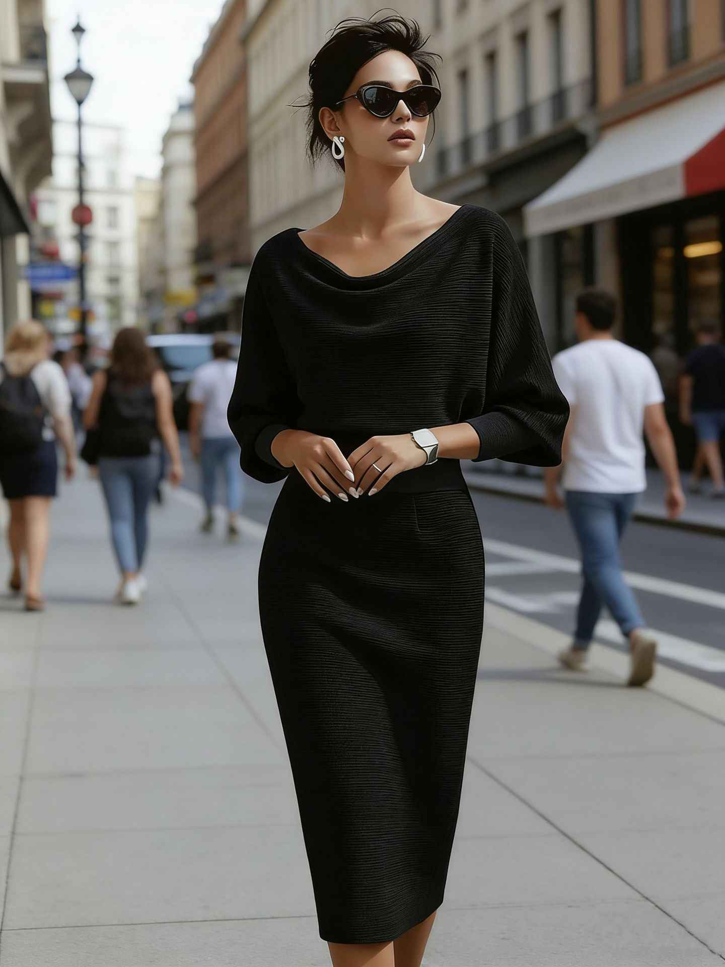 Womens Solid-Color Body-Con Plus-Size Dress With A Sophisticated Look