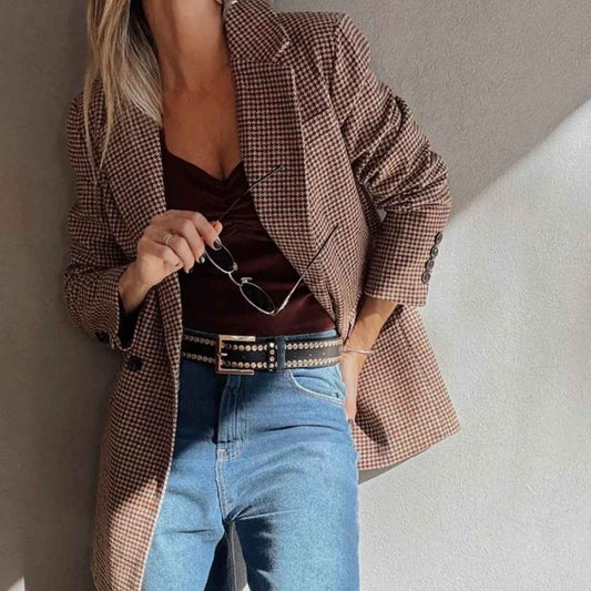 Women’s Classic Wool Coat shown front-on on model — Fifi London Winter collection