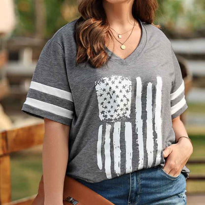 Printed V-neck summer shirt