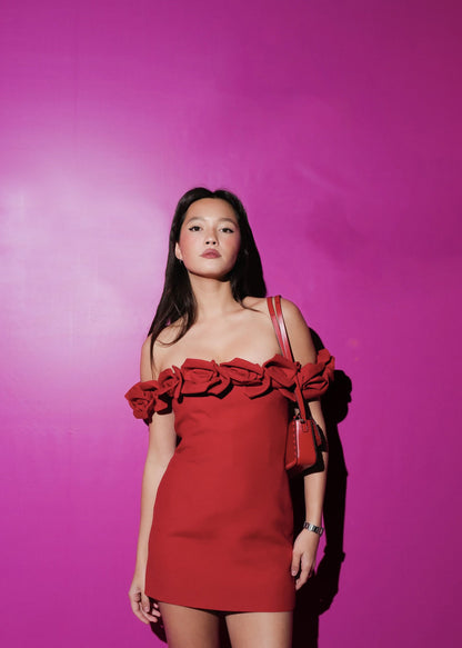 Floral Bardot midi dress