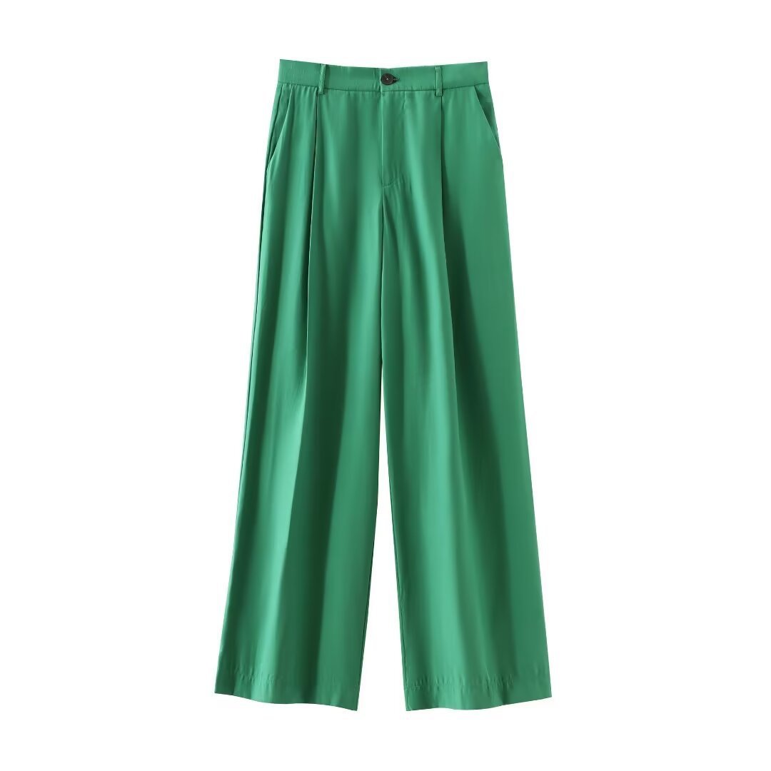 Women’s Casual Draped Pants shown front-on on model — Fifi London Summer collection
